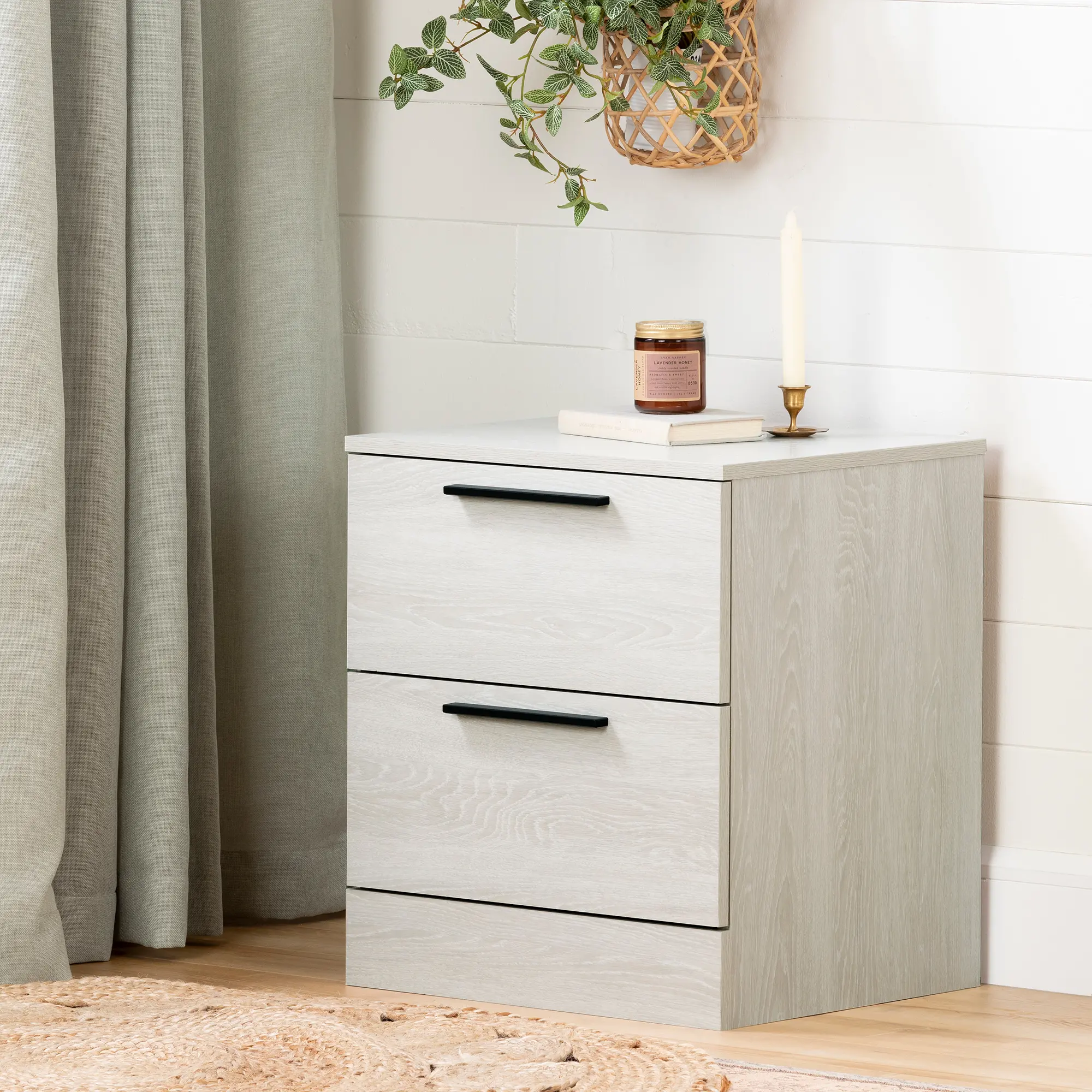 Winter Oak 2 Drawer Nightstand - Step One Essential - South Shore