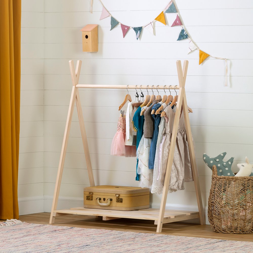 Sweedi Scandinavian Pine Clothes Rack for Kids - South Shore