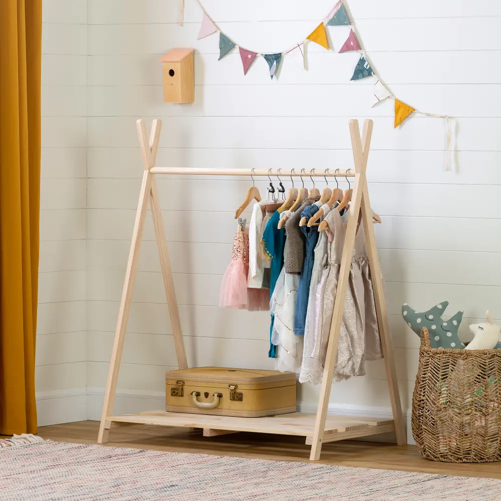 12877 Sweedi Scandinavian Pine Clothes Rack for Kids - South Shore-1