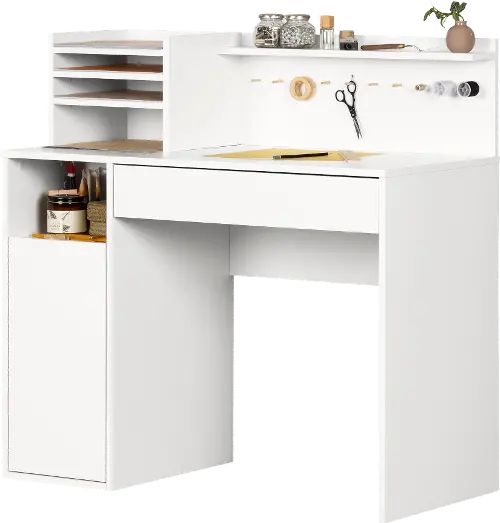 Reviews for South Shore Crea Pure White Counter-Height Craft Table