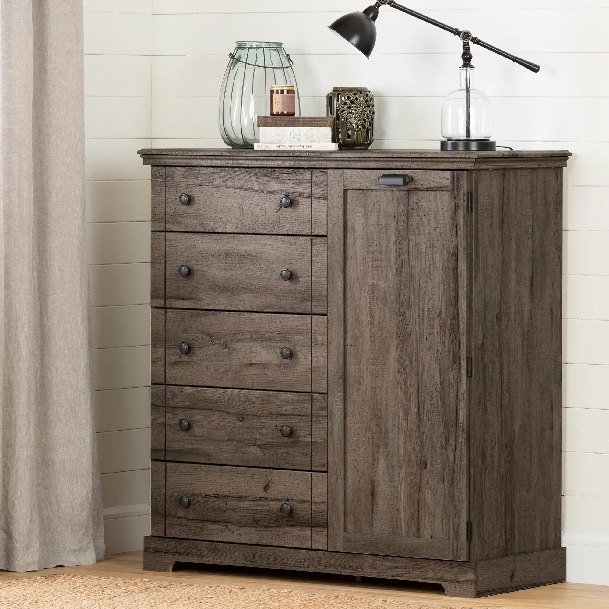 Lilak Cottage Fall Oak Door Chest with Drawers - South Shore