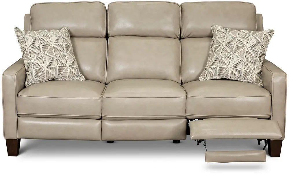 Madrid Taupe Leather Power Reclining Sofa-1
