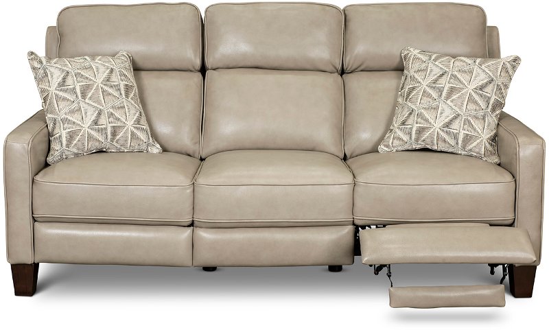 Taupe Leather Power Reclining Sofa, Leather Power Reclining Sofa