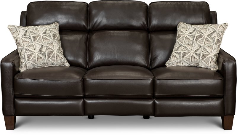 Madrid Chocolate Brown Leather Power, Madrid 2 Piece Leather Sectional