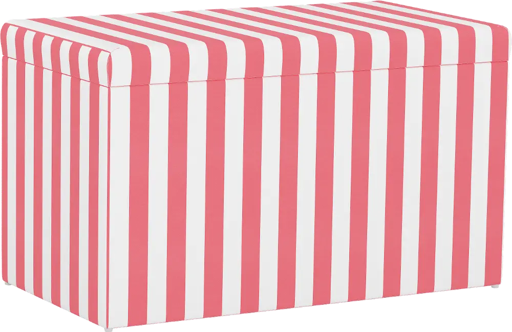 4325STCBSTRBBLGOGA Contemporary Bubblegum Pink Canopy Stripe Storage Bench-1
