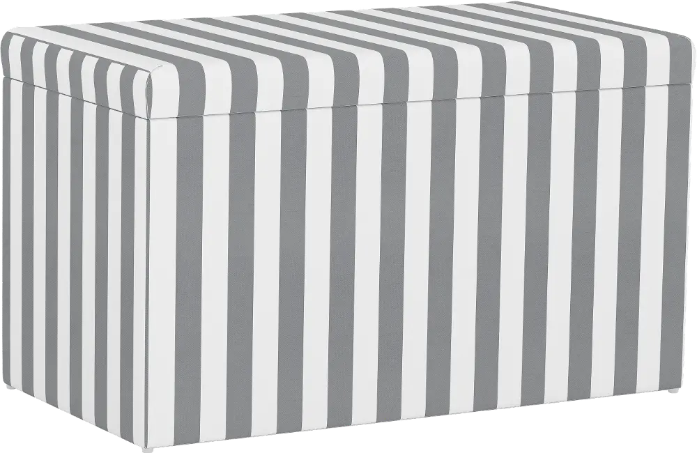 4325STCBSTRGRYWHOGA Contemporary Gray and White Canopy Stripe Storage Bench-1