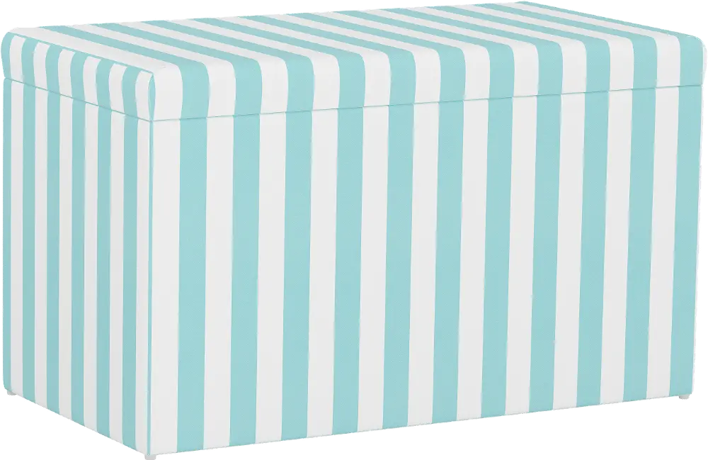 4325STCBSTRAQOGA Contemporary Aqua Blue Canopy Stripe Storage Bench-1