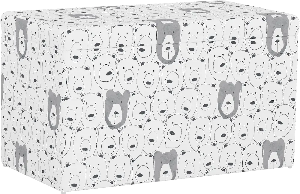 4325STBRSSKTWHTOGA Contemporary Sketch White Bears Storage Bench-1