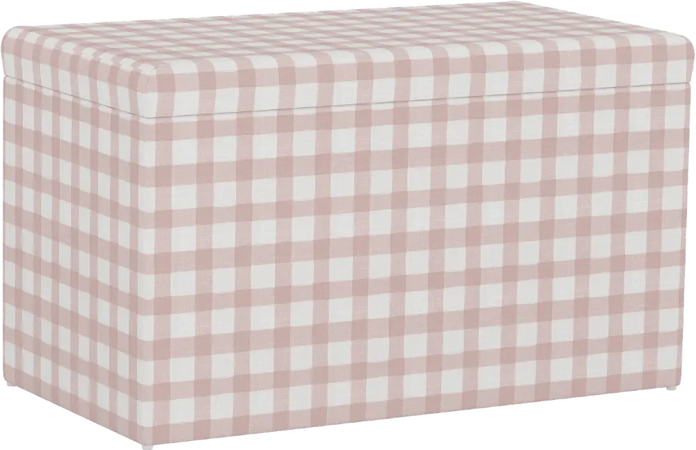 4325STBFFLGNGBBPNKOGA Contemporary Buffalo Baby Pink Gingham Storage Bench-1