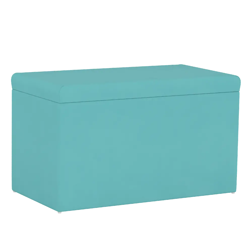 4325STPRMAZR Contemporary Premier Azure Blue Velvet Storage Bench-1