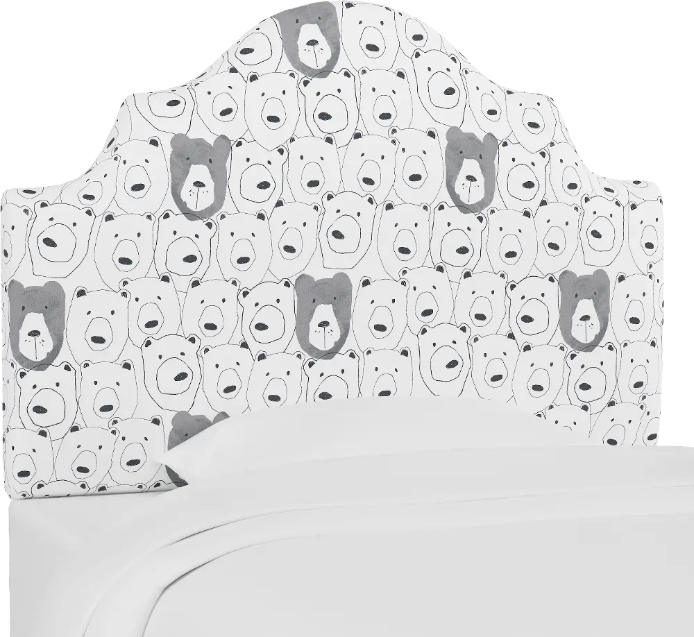K-841FBRSSKTWHTOGA White Bear Sketch Arched Full Upholstered Headboard-1