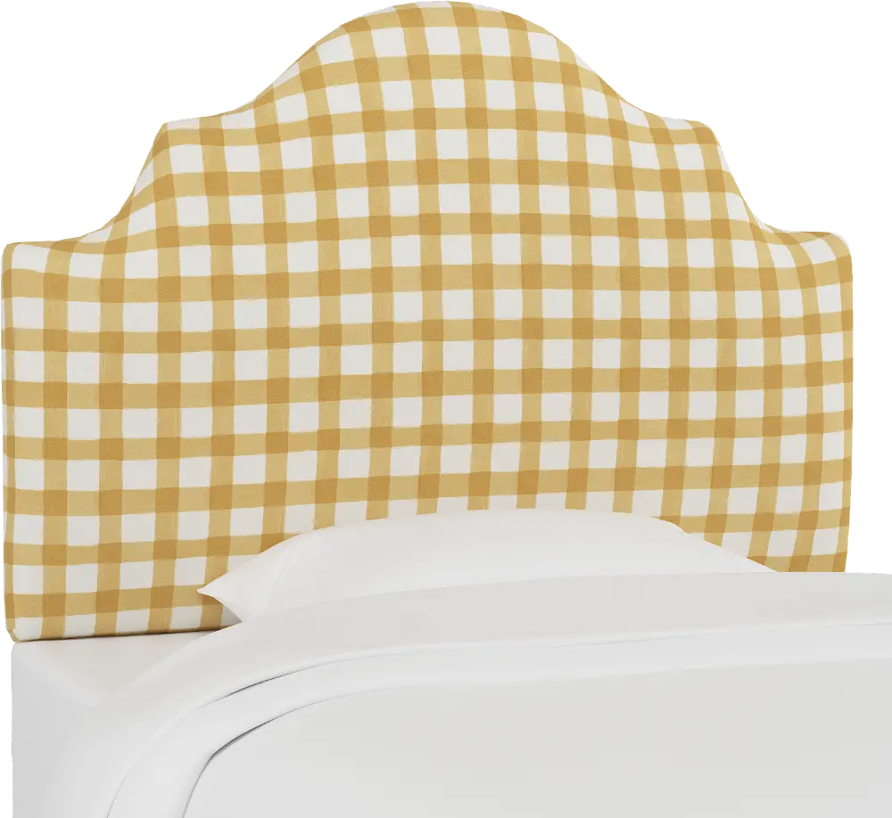 K-840TBFFLGNGBTCPOGA Yellow Gingham Arched Twin Upholstered Headboard-1