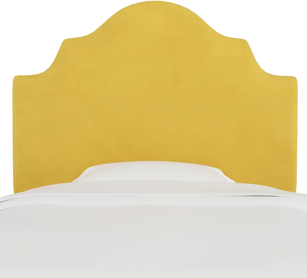 F-841FVLVCNR Canary Yellow Velvet Arched Full Upholstered Headboard-1