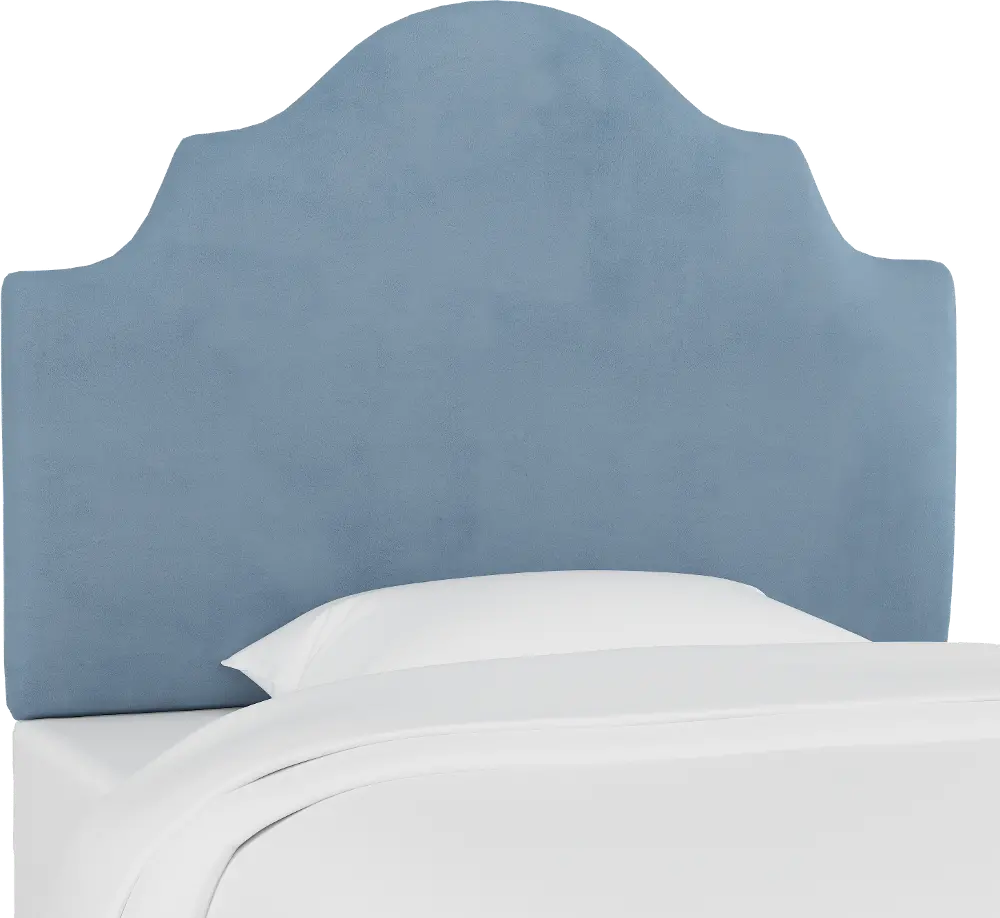 K-841FVLVOCN Ocean Blue Velvet Arched Full Upholstered Headboard-1