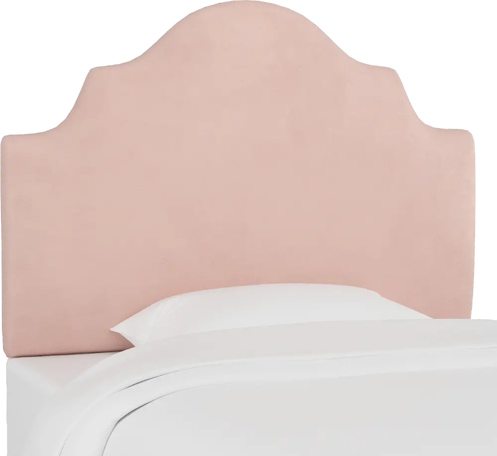 K-840TVLVTBLSH Blush Pink Velvet Arched Twin Upholstered Headboard-1
