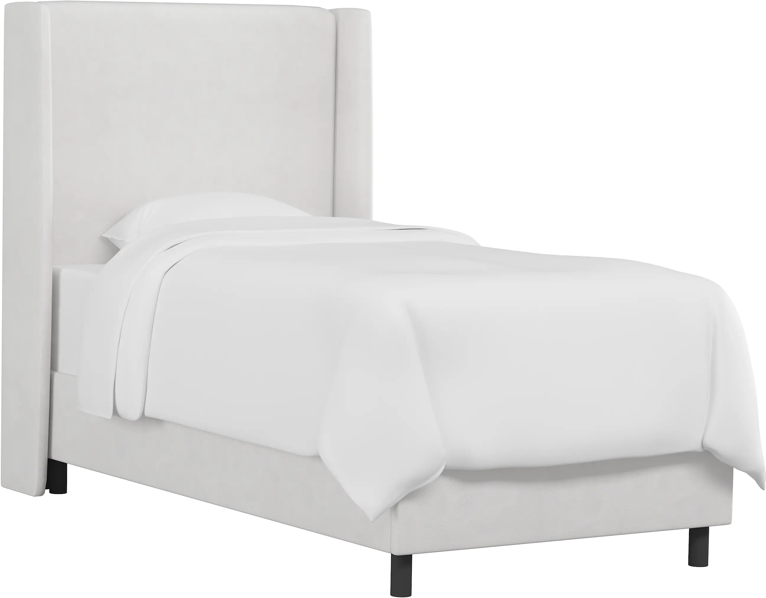 Sloane Velvet White Curved Wingback Twin Bed - Skyline Furniture