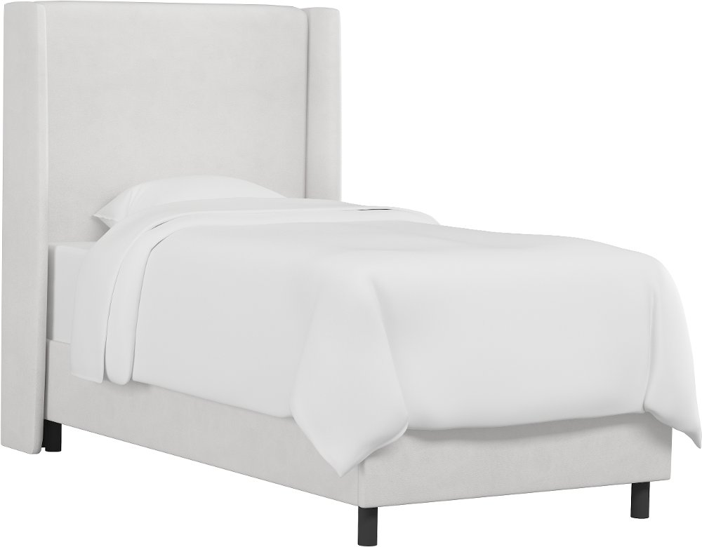 Sloane Velvet White Curved Wingback Twin Bed - Skyline Furniture