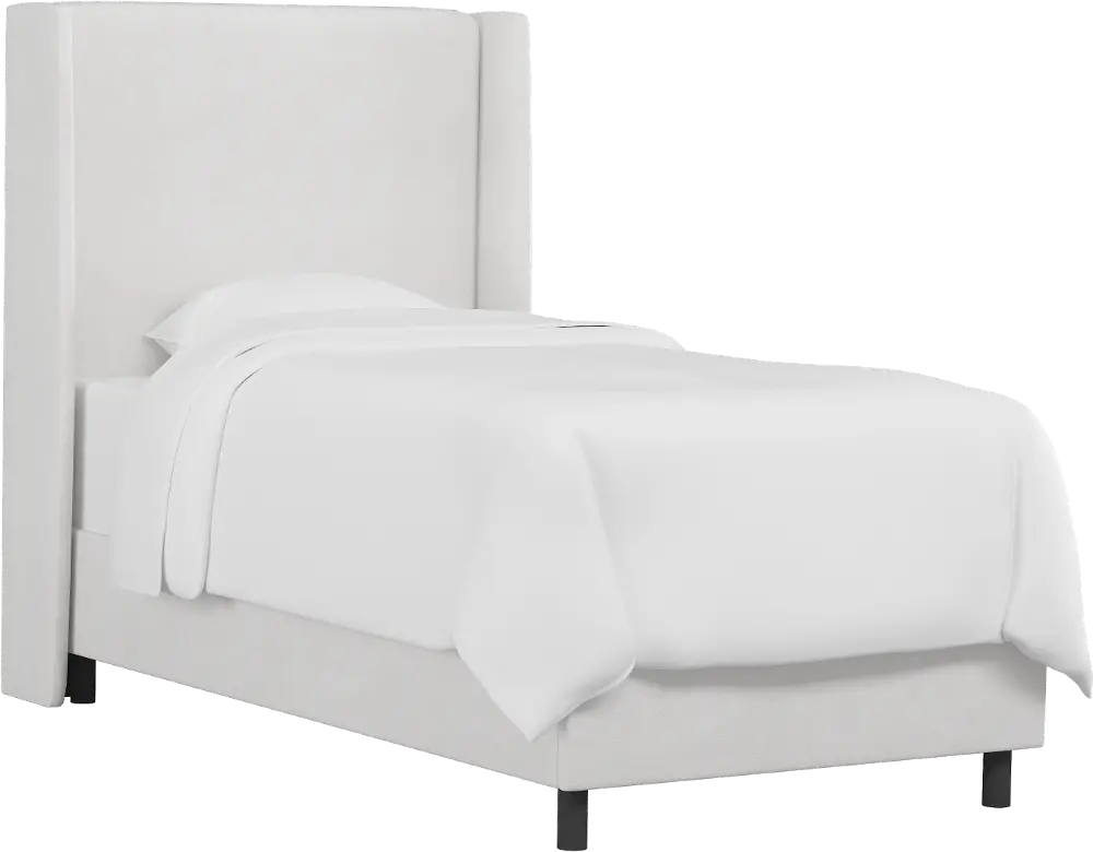 K-430BEDVLVWHT Sloane Velvet White Curved Wingback Twin Bed - Skyline Furniture-1