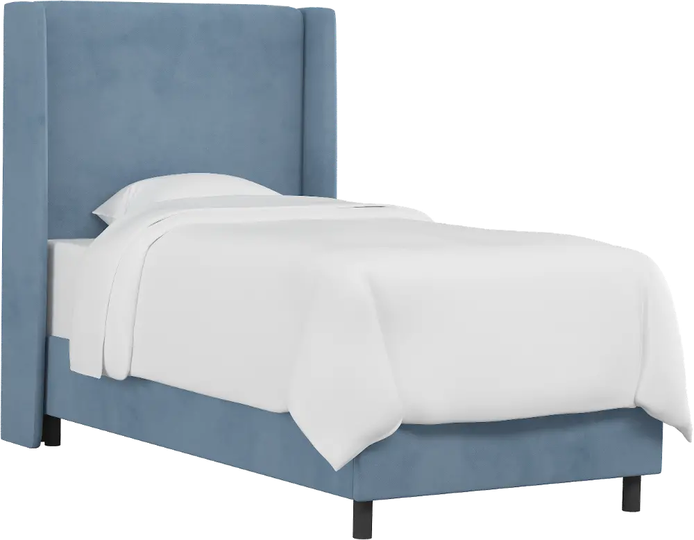 K-431BEDVLVOCN Sloane Velvet Blue Curved Wingback Full Bed - Skyline Furniture-1