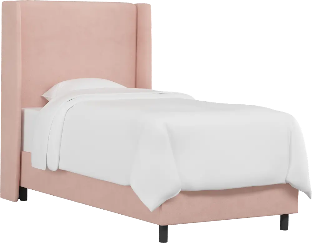 K-431BEDVLVTBLSH Sloane Velvet Blush Curved Wingback Full Bed - Skyline Furniture-1