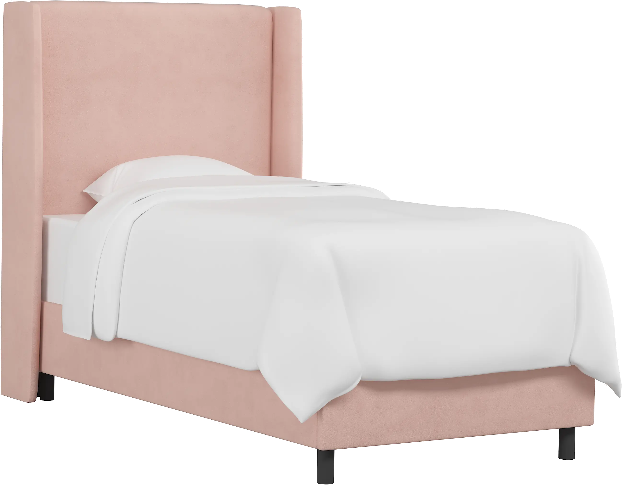 Sloane Velvet Blush Curved Wingback Twin Bed - Skyline Furniture