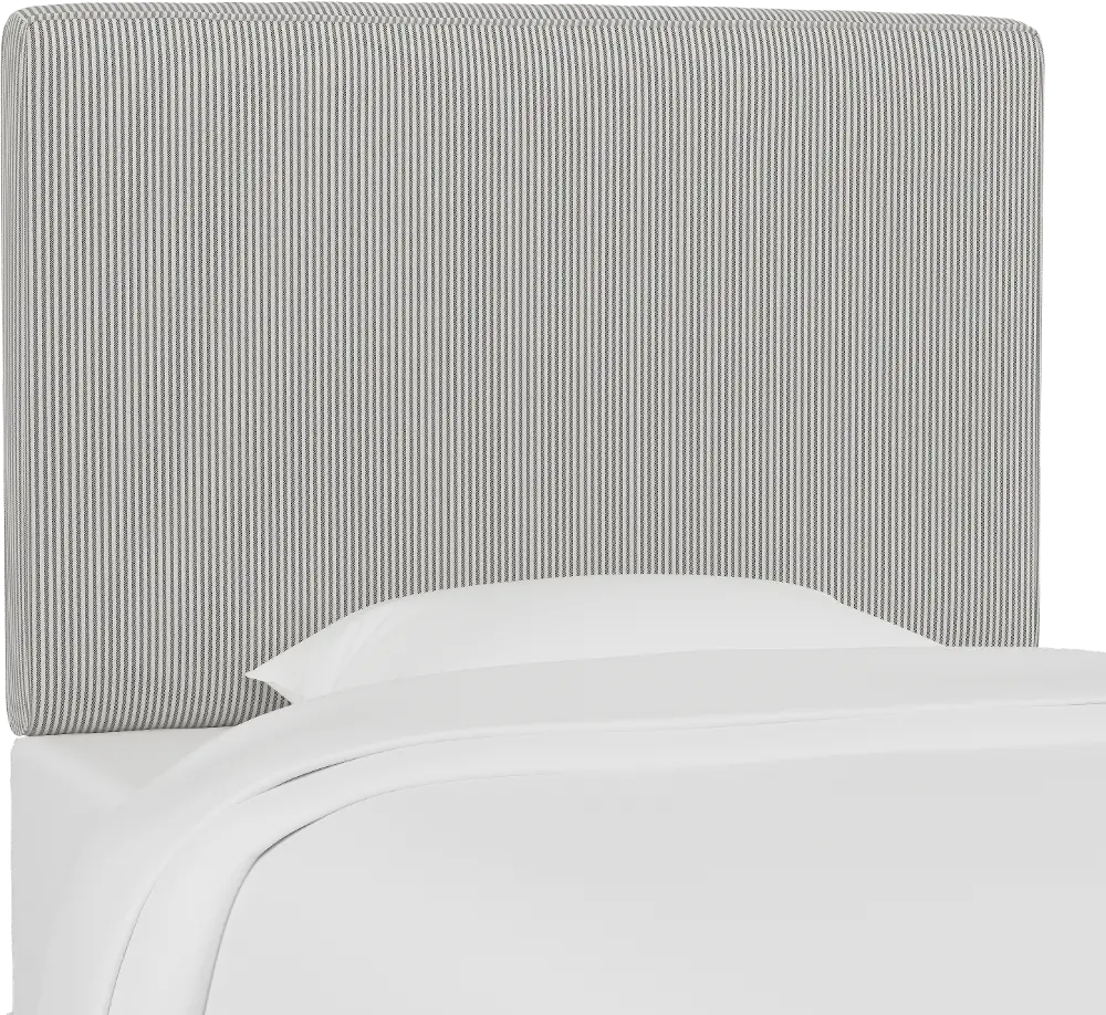 K-480TOXFSTRCHR Charcoal Gray Oxford Striped Twin Upholstered Headboard-1