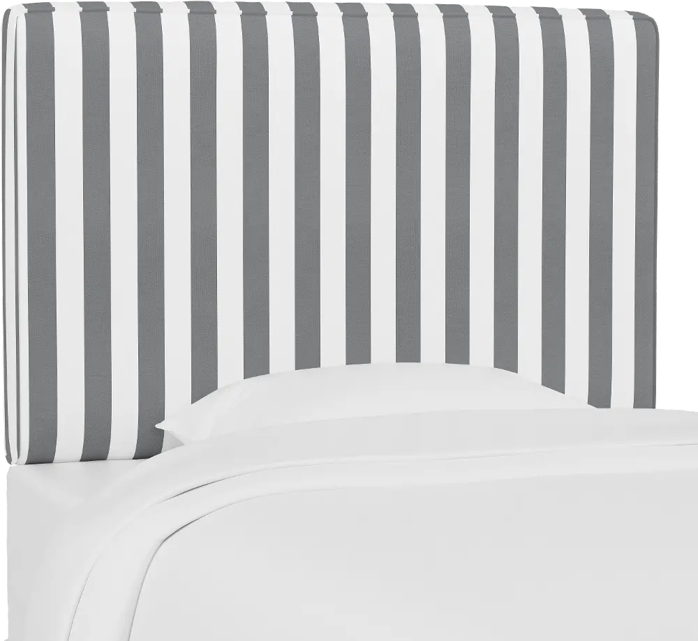 K-481FCBSTRGRYWHOGA Gray and White Striped Full Upholstered Headboard-1
