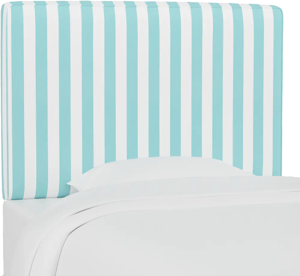 K-481FCBSTRAQOGA Aqua Blue and White Striped Full Upholstered Headboard-1