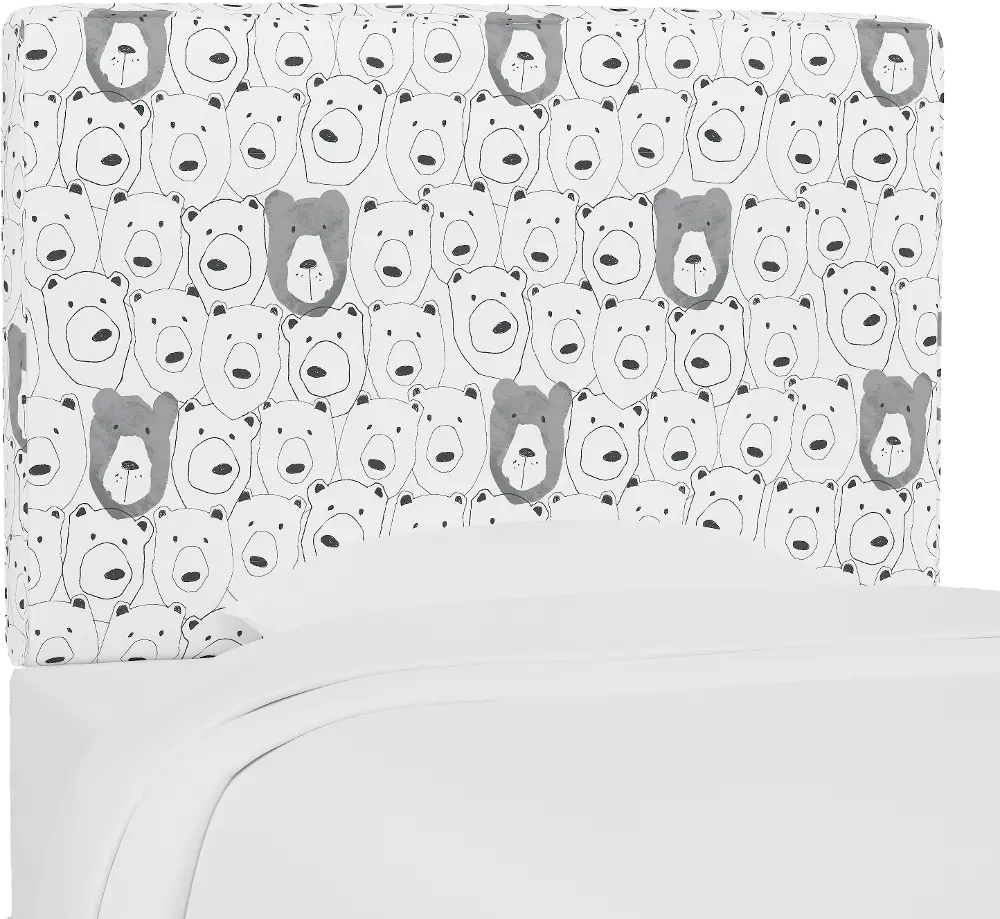 K-480TBRSSKTWHTOGA Bear Sketch White Twin Upholstered Headboard-1