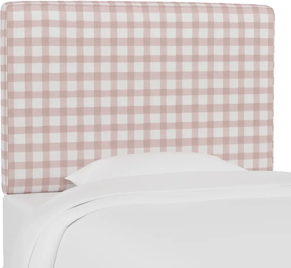 K-480TBFFLGNGBBPNKOGA Gingham Baby Pink Twin Upholstered Headboard-1
