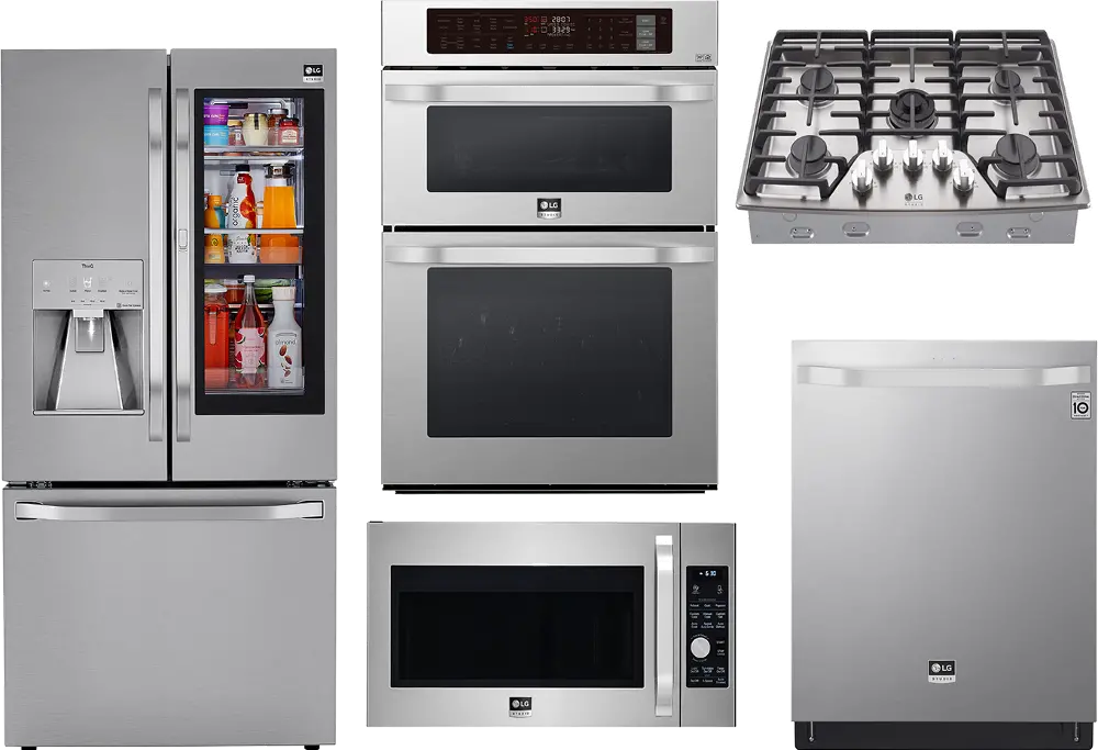 .LG-S/S-5PC-GAS-CKTP LG Studio 5 Piece Gas Kitchen Appliance Package - Fingerprint Resistant Stainless Steel-1