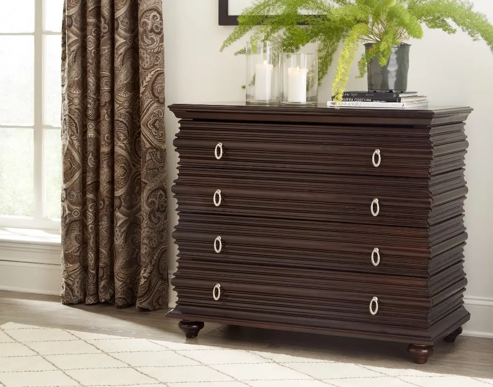 Contemporary Mahogany 4 Drawer Accent Cabinet-1