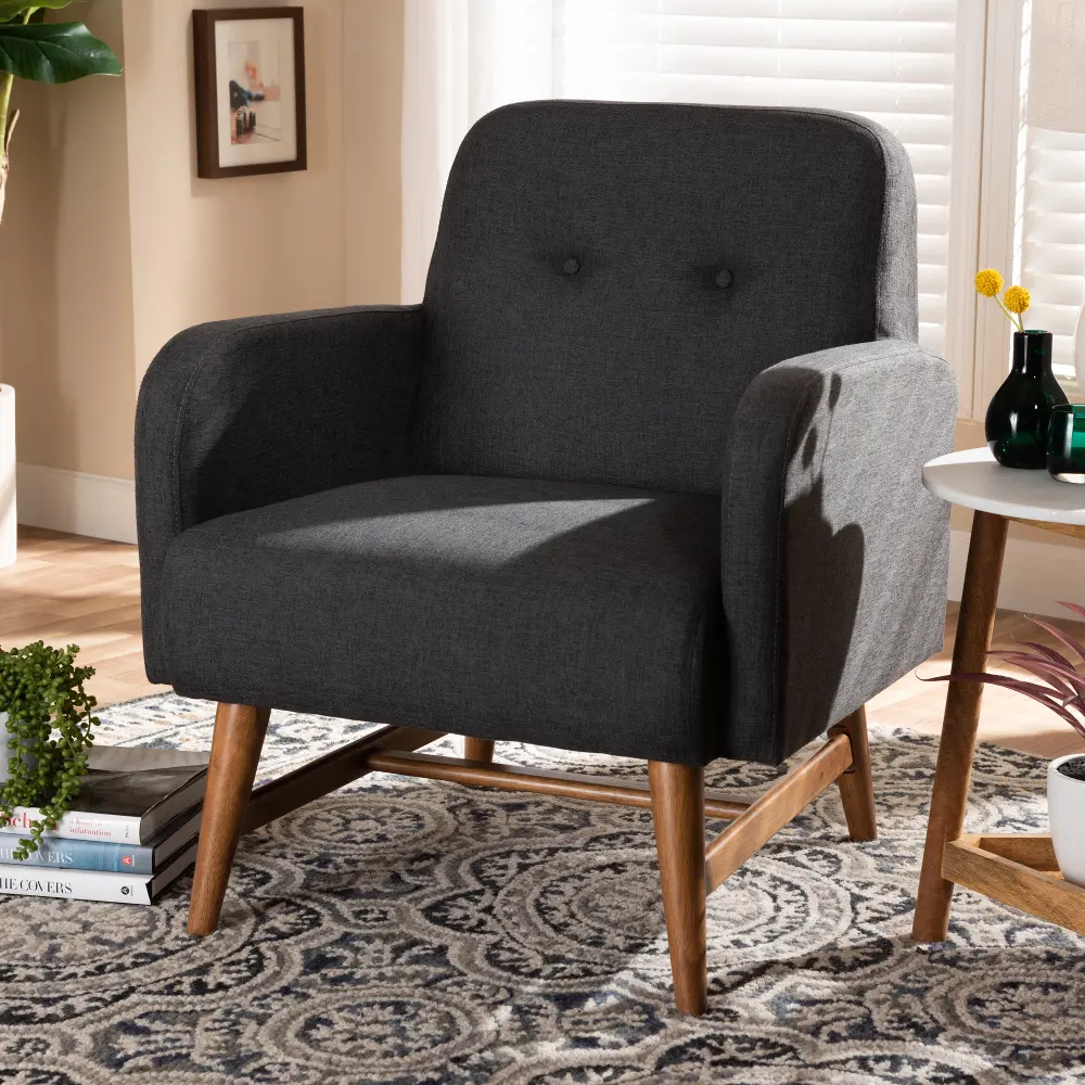 148-8225-RCW Dark Gray Mid-Century Modern Chair - Brant-1