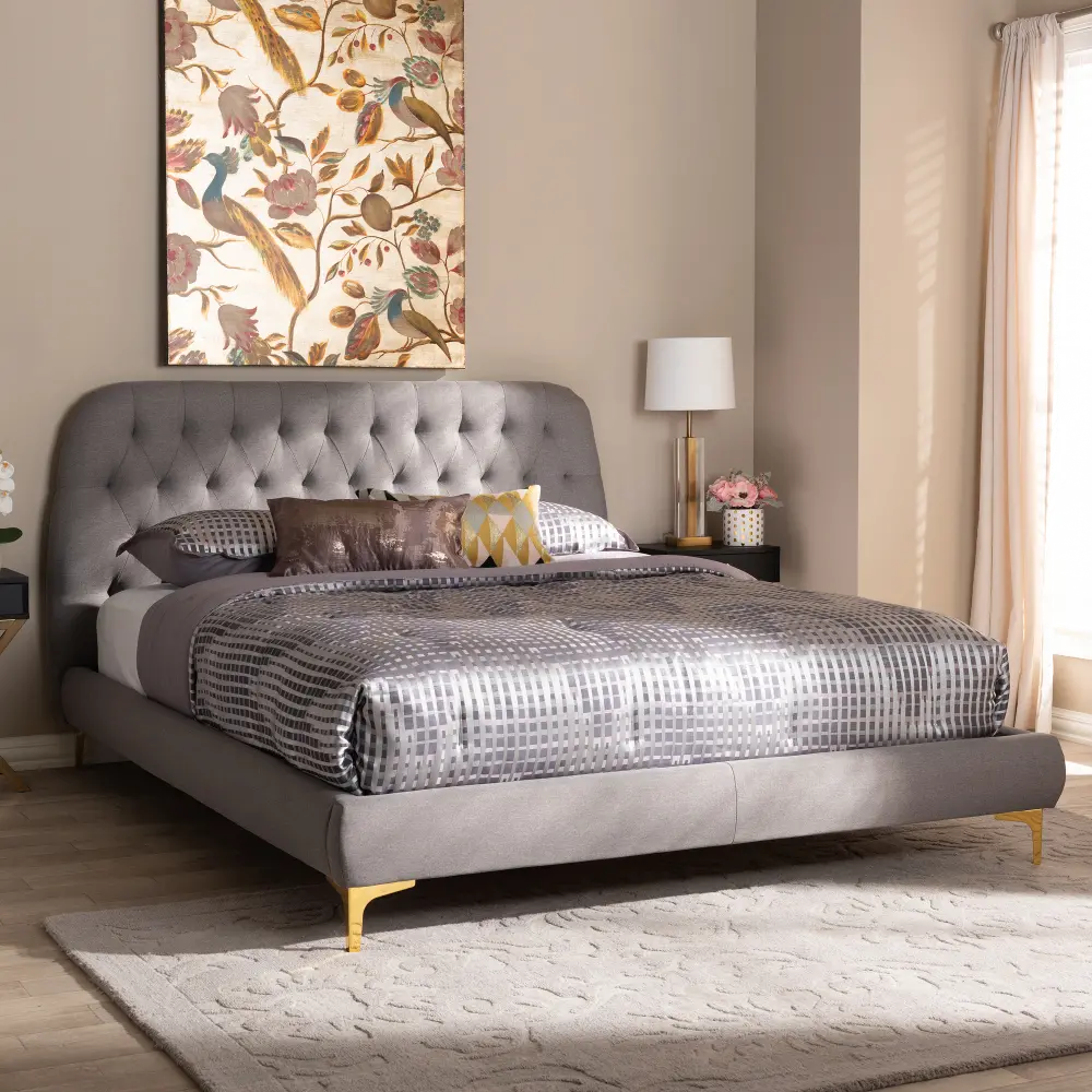 148-8357-RCW Glam Light Gray Upholstered Queen Bed - Brayden-1