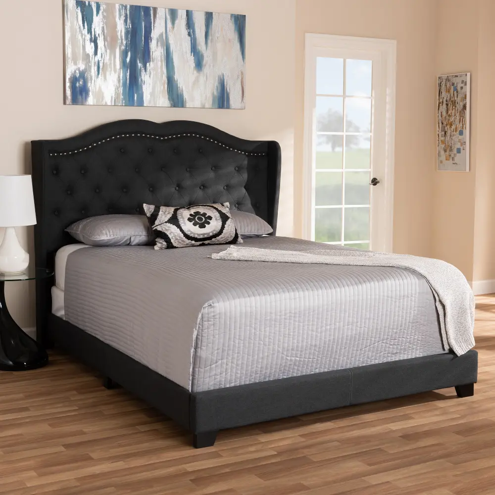 149-8926-RCW Contemporary Charcoal Gray Upholstered Full Bed - Lainey-1