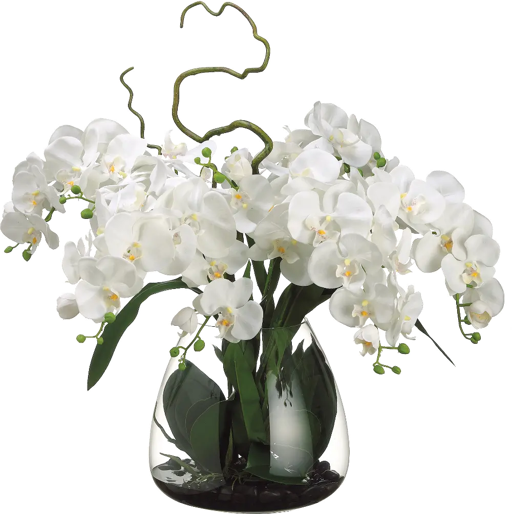 Faux Cream Phalaenopsis Orchid Arrangement in Glass Vase-1