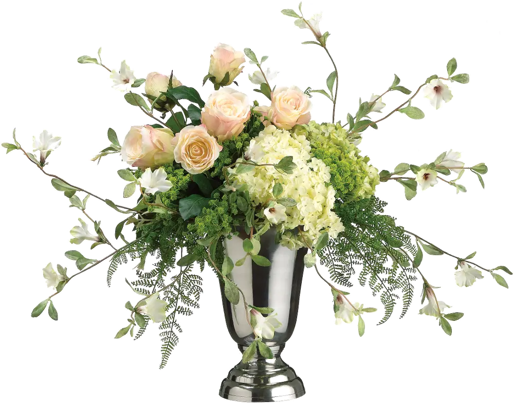 Pink and Green Hydrangea, Rose and Petunia Arrangement in Vase-1