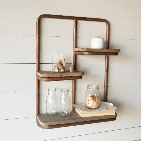 Copper Pipe And Wood Wall Shelf Rc Willey, Industrial Pipe Shelves Kitchenaid