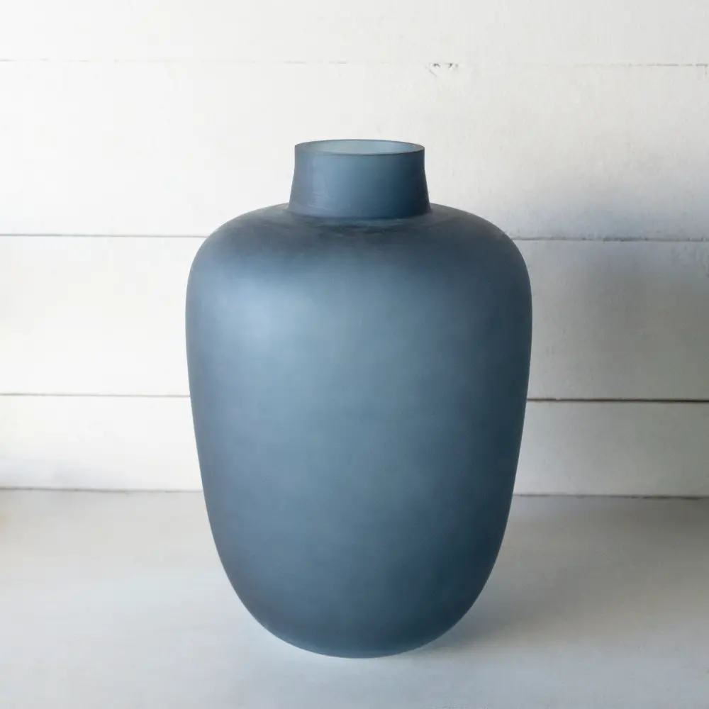 Frosted Blue 14 Inch Vase-1