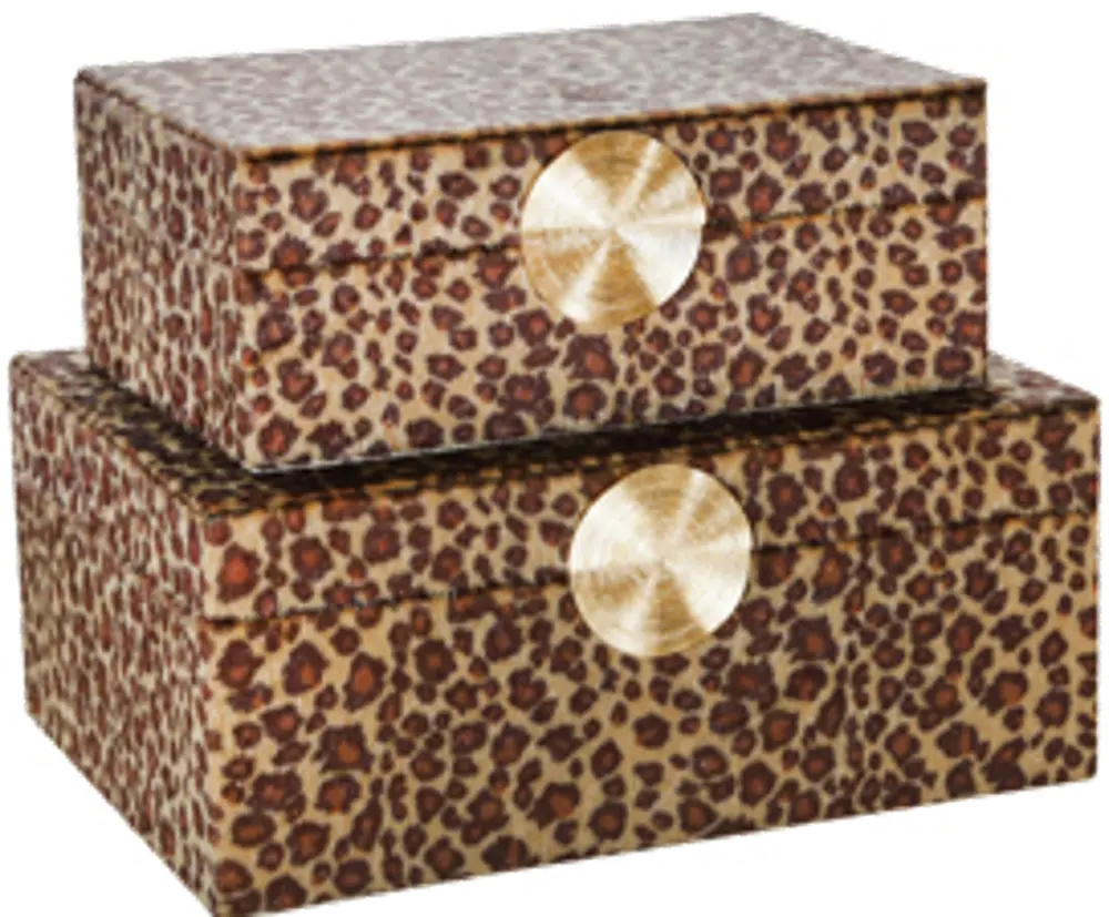 10 Inch Brown and Gold Velveteen Leopard Print Box-1