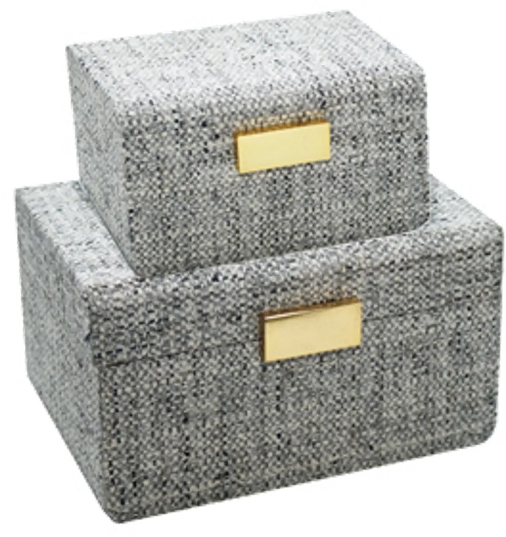 7 Inch Beige and Gold Boucle Wooden Box-1