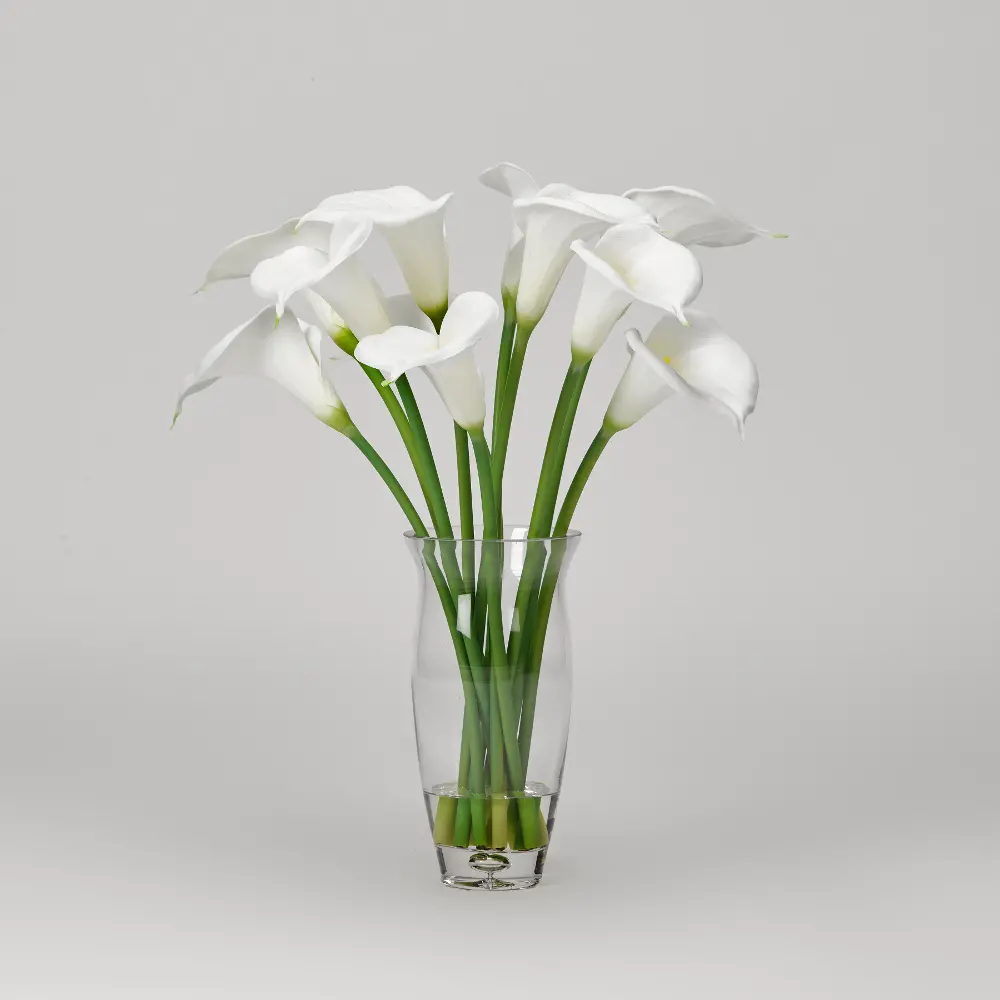 24 Inch White Calla Lilies Arrangement in Glass Vase-1