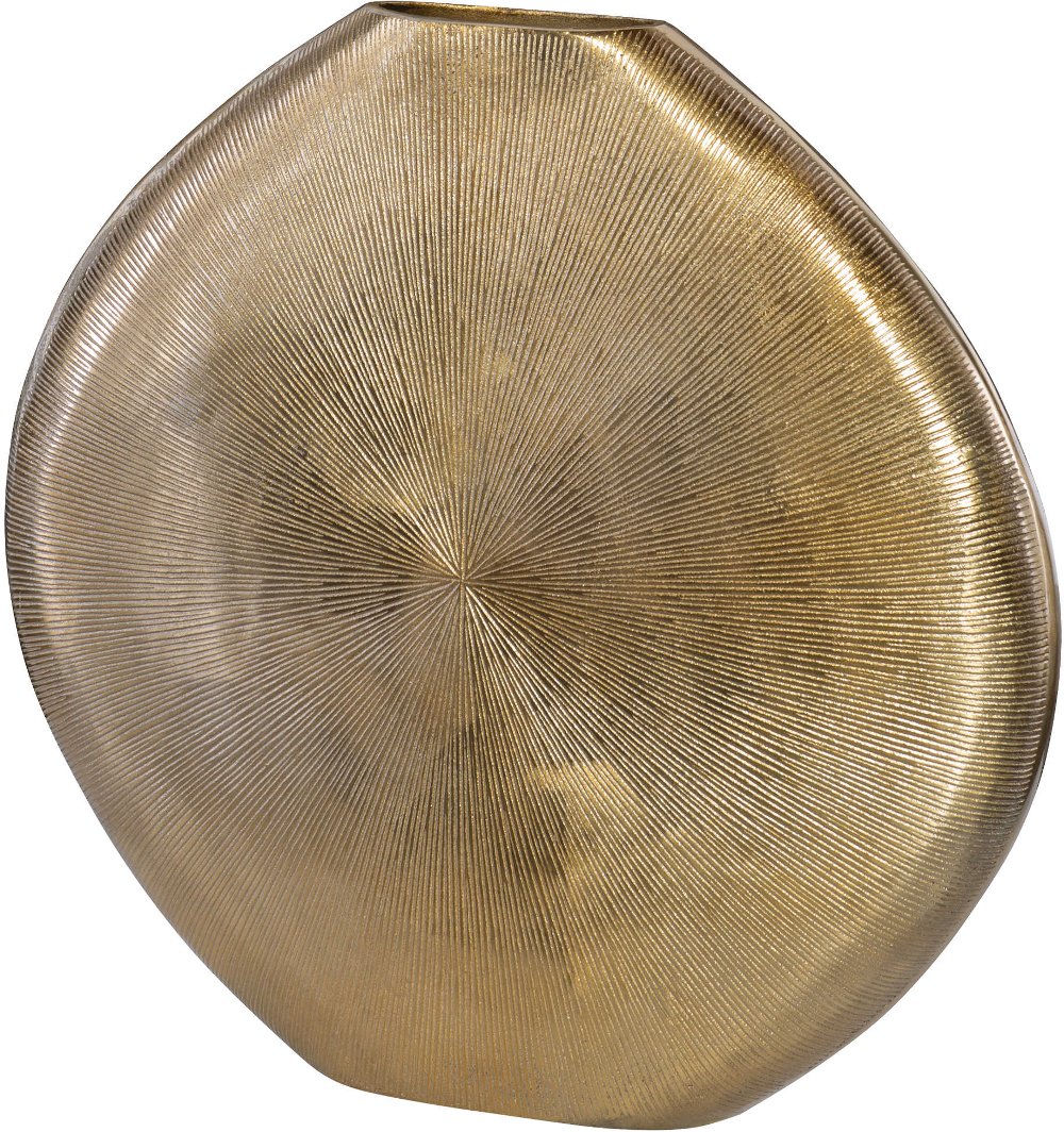 Ribbed Gold Cast Aluminum Vase