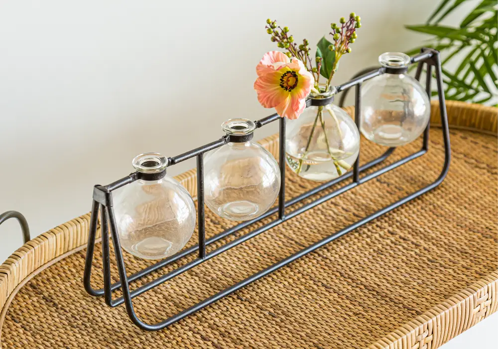 Glass Vases with Metal Rack-1