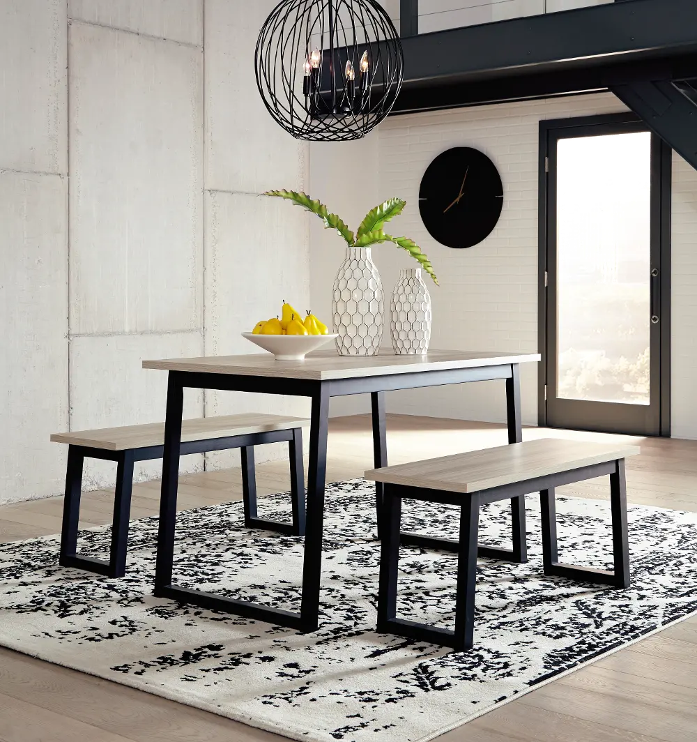 Colwick Contemporary Black and Brown 3 Piece Dining Room Set-1