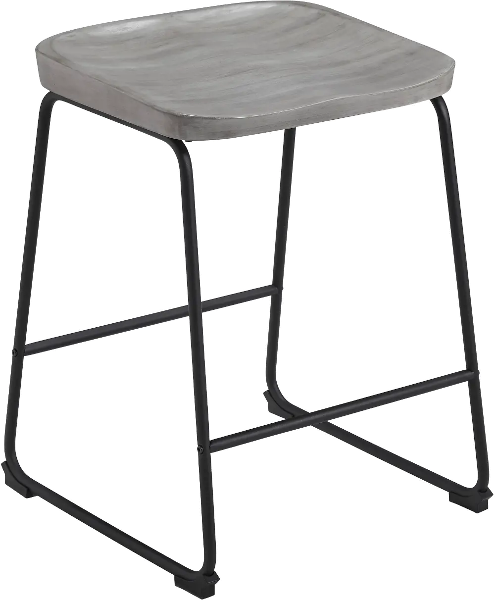 Gray Wood and Metal 24 Inch Backless Counter Height Stool - Adorra-1