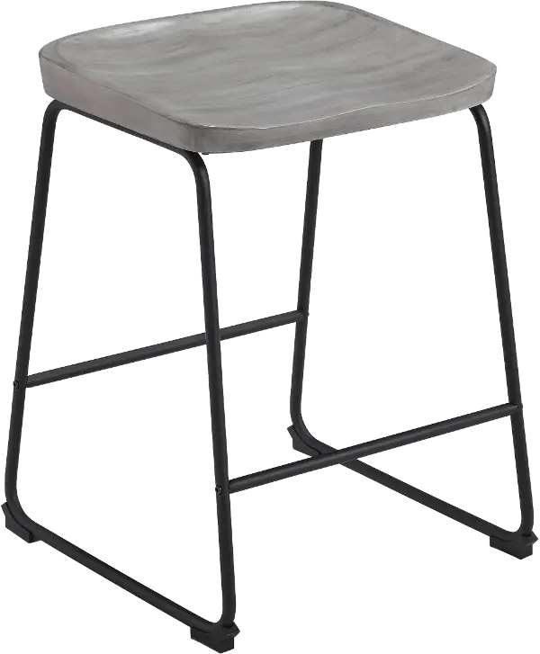 Gray Wood And Metal 24 Inch Backless, 24 Inch Backless Metal Bar Stools With Backs