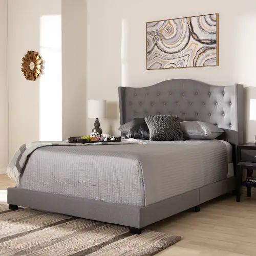 Light gray on sale upholstered bed