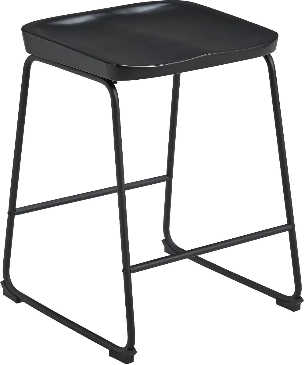 Black Wood and Metal 24 Inch Backless Counter Height Stool - Adorra-1