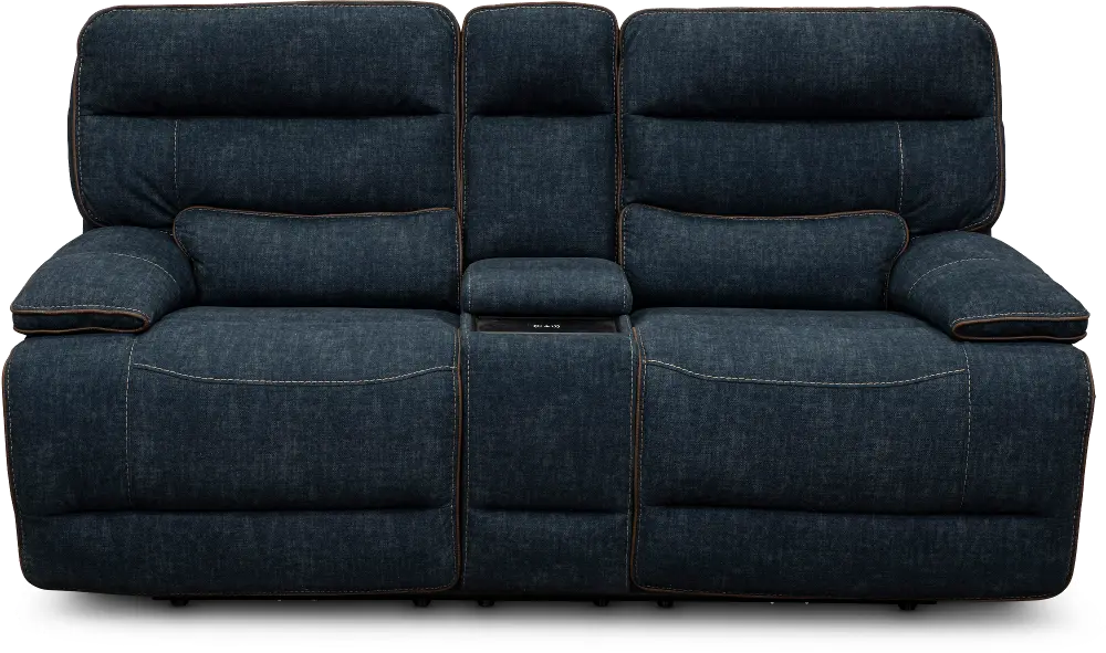 Rock Quarry Blue Power Reclining Loveseat with Console-1